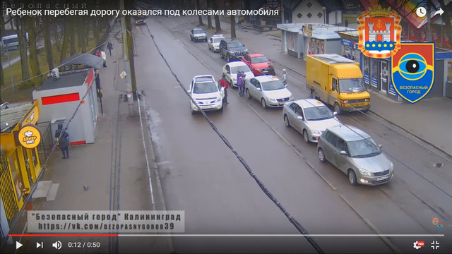 В Калининграде выбежавшую на дорогу девочку сбил Renault (видео)