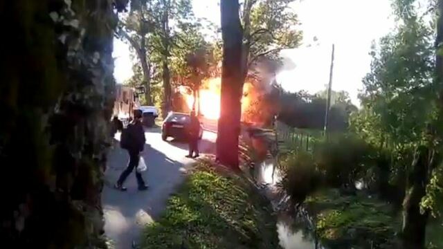 Взрыв Volkswagen в Гурьевском районе попал на видео