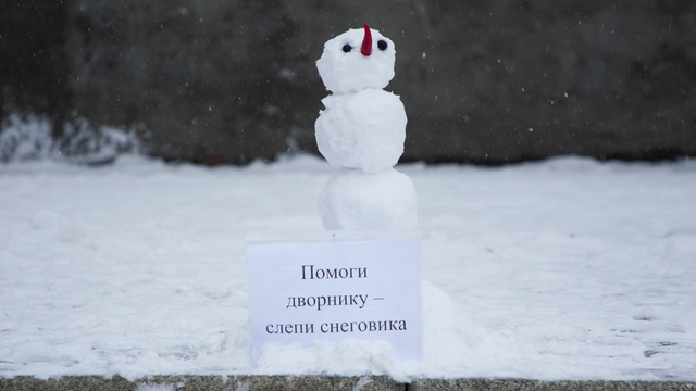С цветами,травой и в холодильнике: калининградцы показали, каких снеговиков слепили