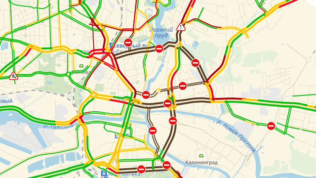 Из-за перекрытий перед матчем ЧМ-2018 Калининград встал в девятибалльных пробках