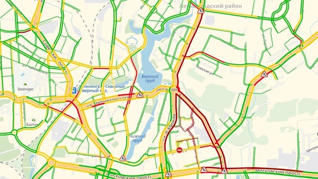 В пробках встали ул. Невского, 9 Апреля и Литовский вал