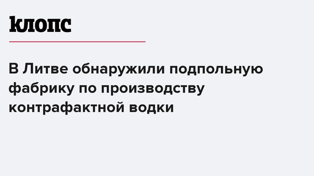 В Литве обнаружили подпольную фабрику по производству контрафактной водки