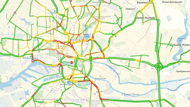 Улицы Калининграда встали в восьмибалльных пробках