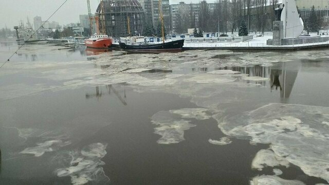 В пробах льда с Преголи обнаружено повышенное содержание железа