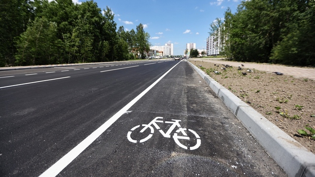 В Калининграде открыли первую в городе автомобильную дорогу, совмещённую с велосипедной (фото)