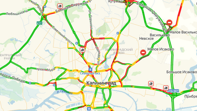 Окружная, Гайдара и Моспроспект: три улицы в Калининграде встали в пробках из-за четырёх ДТП