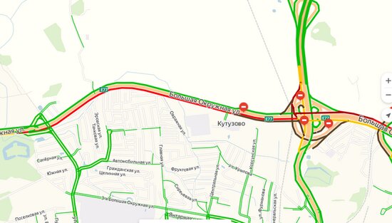 Окружная встала в пробке от ул. Горького до Приморского кольца   - Новости Калининграда | Скриншот страницы &quot;Яндекса&quot;
