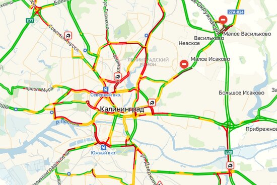 Калининград встал в девятибалльных пробках - Новости Калининграда | Скриншот страницы &quot;Яндекса&quot;