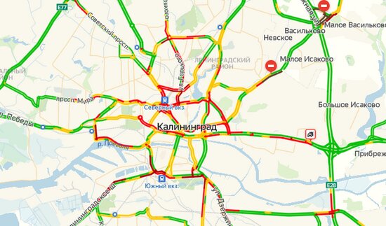 ДТП с участием фуры и легковушки заблокировало движение на Московском проспекте   - Новости Калининграда | Скриншот страницы &quot;Яндекса&quot;