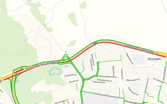 Окружная встала в пятикилометровой пробке - Новости Калининграда | Скриншот станицы &quot;Яндекса&quot;