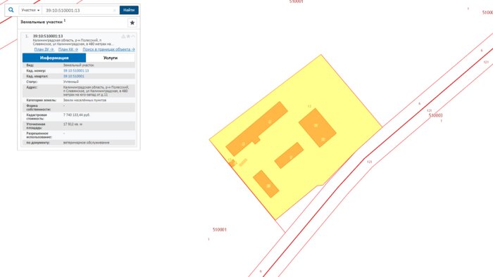 Бывший военный городок в Полесском районе переделают под приют для 200 кошек и тысячи собак - Новости Калининграда | Скриншот кадастровой карты