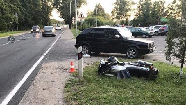 В Калининграде пьяный мотоциклист на Yamaha врезался в Volkswagen  