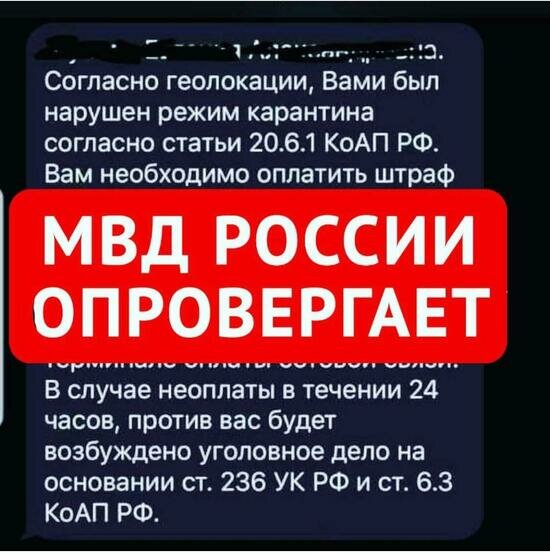 МВД предупредило о мошенниках, требующих оплатить штраф за нарушение самоизоляции - Новости Калининграда | Фото: МВД России / Тwitter