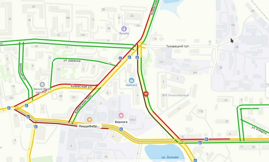 В Калининграде из-за перенастройки светофоров на Судостроительной образовались пробки   - Новости Калининграда | Скриншот с сайта &quot;Яндекс.Пробки&quot;