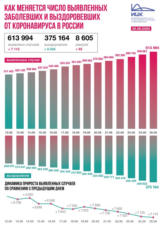 В России коронавирус обнаружили у 7 113 человек за сутки - Новости Калининграда | Фото: Информационный центр по мониторингу ситуации с коронавирусом 
