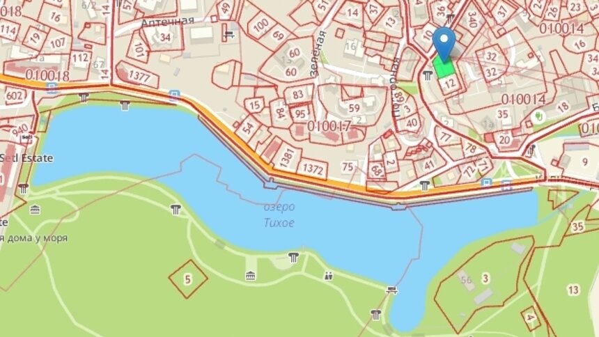 Возле озера в Светлогорске разрешили построить четырёхэтажный дом - Новости Калининграда | Фото: скриншот кадастровой карты