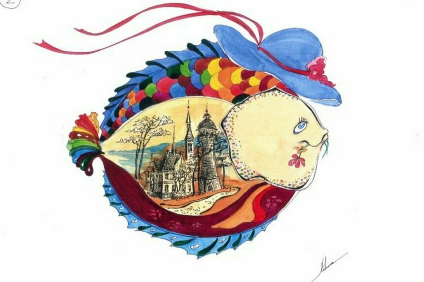 На фасаде одного из домов Зеленоградска планируют нарисовать рыбок (эскиз) - Новости Калининграда | Фото: администрация Зеленоградского городского округа