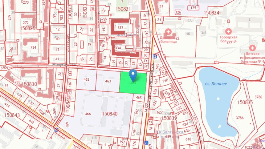 Рядом с Летним озером разрешили построить жилую высотку   - Новости Калининграда | Скриншот кадастровой карты