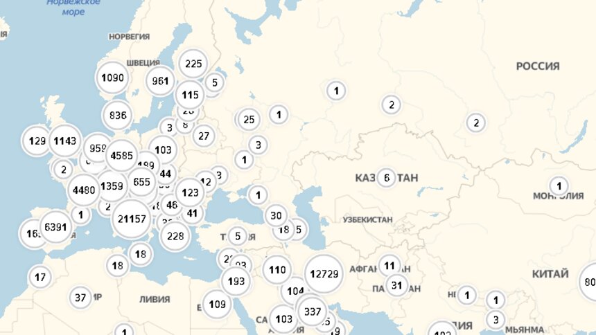 &quot;Яндекс&quot; запустил сервис для отслеживания распространения коронавируса в мире   - Новости Калининграда | Скриншот страницы &quot;Яндекса&quot;