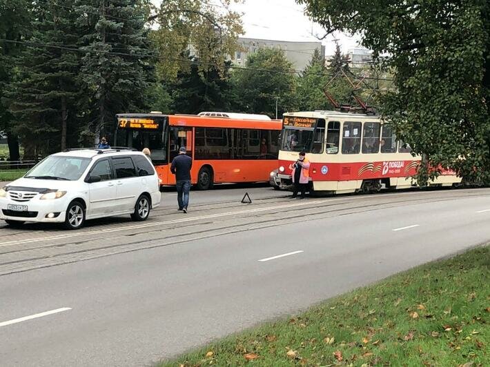 На Черняховского из-за ДТП на путях встали трамваи   - Новости Калининграда | Фото: читатель &quot;Клопс&quot;