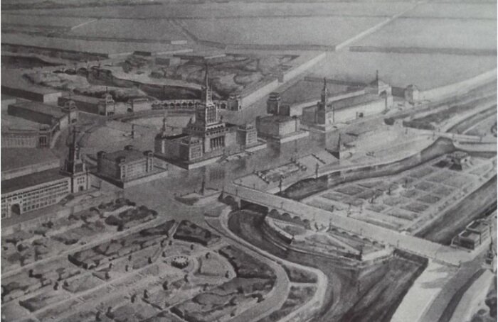 Конец 1940-х. План реконструкции с административным зданием на месте Королевского замка | Главный архитектор Калининграда Дмитрий Навалихин