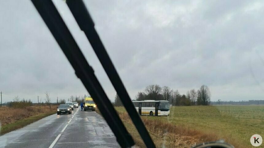 Водителю автобуса Черняховск — Советск стало плохо за рулём, транспорт съехал с дороги (фото) - Новости Калининграда | Фото: Группа ВКонтакте &quot;Автобусы Калининграда&quot;