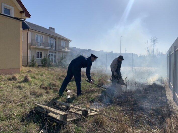 В Малиновке мужчина жёг траву у себя во дворе, на него составили протокол - Новости Калининграда | Фото: пресс-служба МЧС региона