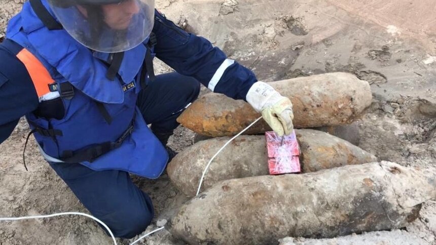 В Правдинском районе уничтожили четыре авиабомбы - Новости Калининграда | Фото: пресс-служба ГУ МЧС России по Калининградской области