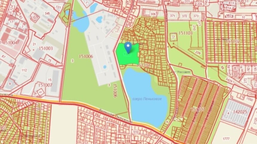 В Калининграде на берегу озера построят жилой комплекс из шести домов - Новости Калининграда | Скриншот кадастровой карты