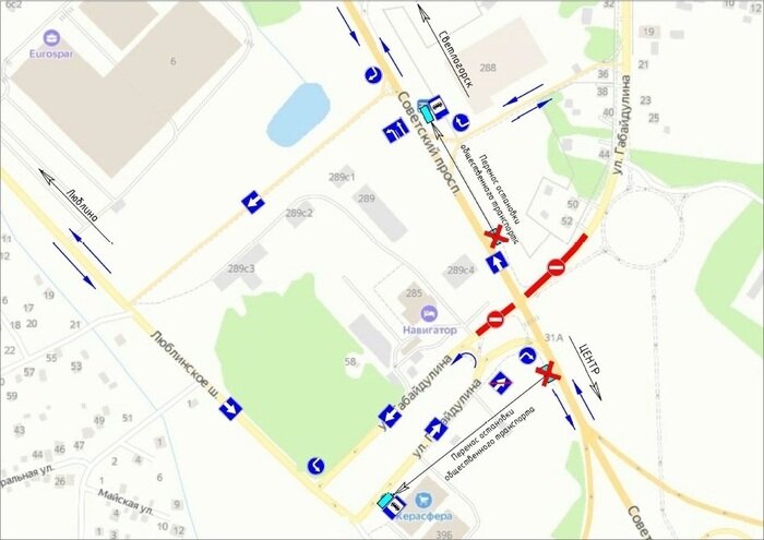 Часть Советского проспекта на выезде из Калининграда на год стала односторонней (схема) - Новости Калининграда | Предоставлено министерством развития инфраструктуры области