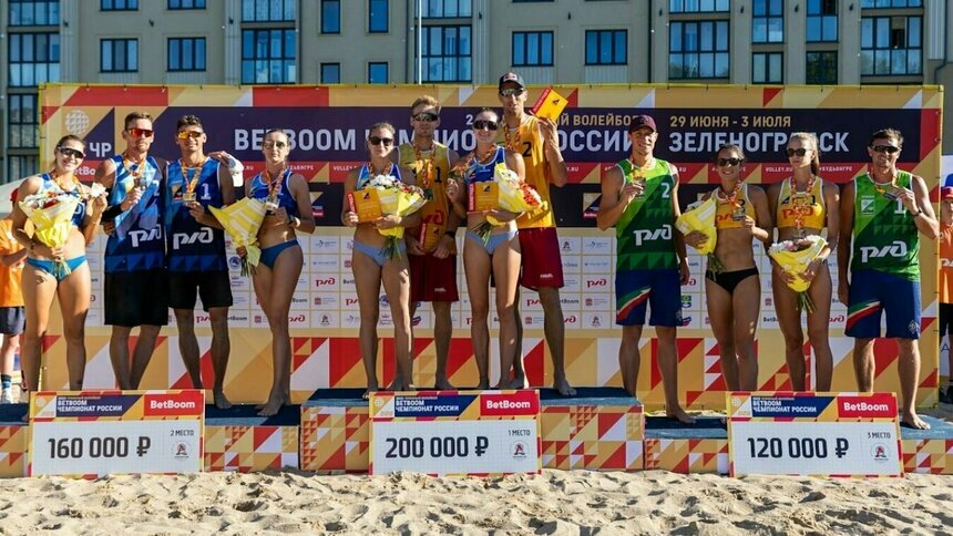 Скайболы и рекорды: в Зеленоградске завершился 10 этап чемпионата России по пляжному волейболу - Новости Калининграда | Фото: пресс-служба ВК «Локомотив» (Калининград)