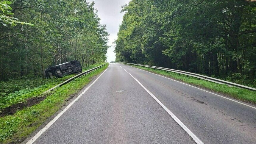В Зеленоградском районе легковушка вылетела на встречку, съехала в кювет и опрокинулась - Новости Калининграда | Фото: пресс-служба регионального УМВД