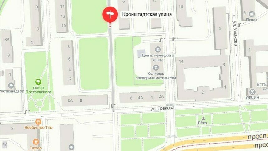 В Калининграде 14 января временно перекроют движение на участке Кронштадтской - Новости Калининграда | Скриншот сервиса «Яндекс. Карты»