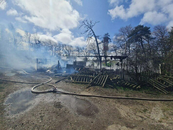 На Куршской косе горит кафе «Гудвин» (фото) - Новости Калининграда | Фото: пресс-служба МЧС региона