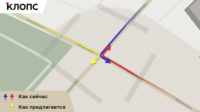 Эксперты придумали, как разгрузить перекрёсток Гвардейского и Театральной (схема) - Новости Калининграда | Иллюстрация: Александр Скачко / «Клопс»