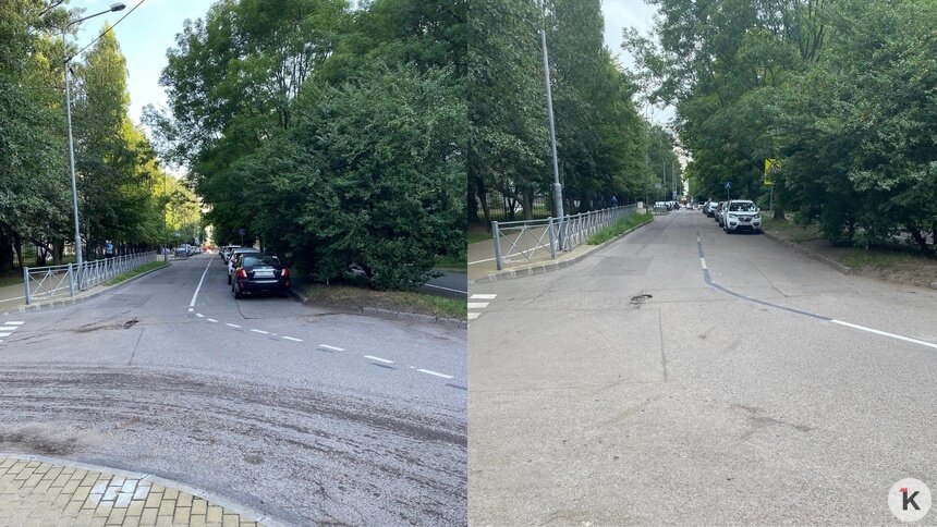 В Калининграде на Грига частично закрасили разметку, чтобы местные могли парковаться - Новости Калининграда | Фото читателя