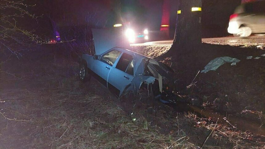 В Гурьевском районе Mercedes врезался в дерево, водитель в больнице - Новости Калининграда | Фото: пресс-служба региональной ГИБДД