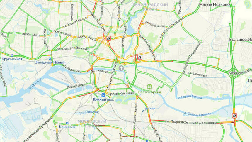 ДТП на площади Победы, авария на Моспроспекте: где в Калининграде собираются пробки в пятницу утром - Новости Калининграда | Скриншот сервиса «Яндекс.Карты»