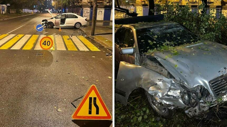 На Портовой возле здания Янтарной мануфактуры столкнулись две легковушки, есть пострадавший - Новости Калининграда | Фото: пресс-служба регионального УМВД