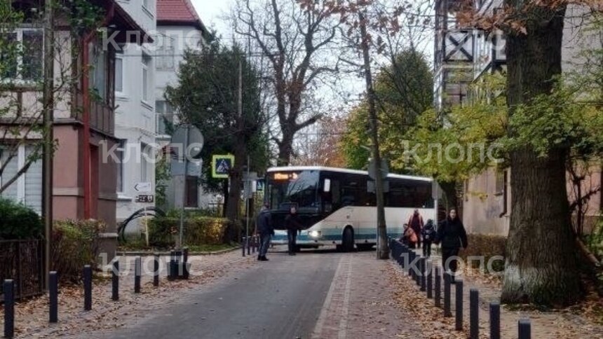 В Зеленоградске автобус не вписался в поворот из-за новых столбиков после благоустройства (видео) - Новости Калининграда | Фото читателя