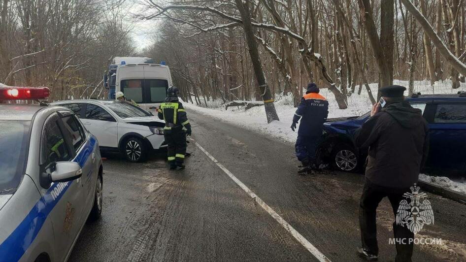 На балтийском шоссе лоб в лоб столкнулись два автомобиля, среди пострадавших — двухлетняя девочка (фото)  - Новости Калининграда | Фото: Управление МЧС по Калининградской области