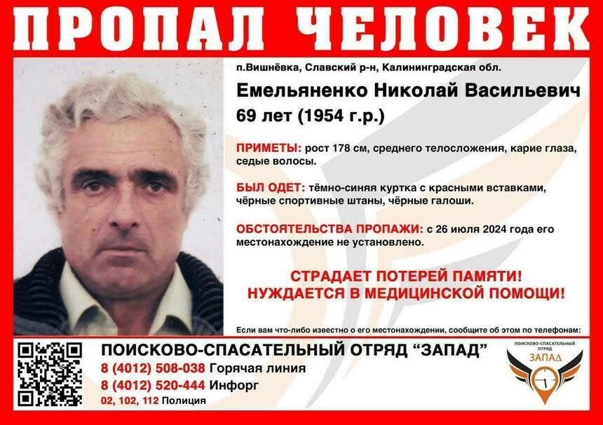 В Славском районе ищут 69-летнего мужчину, пропавшего сутки назад  - Новости Калининграда | Фото: ПСО «Запад»