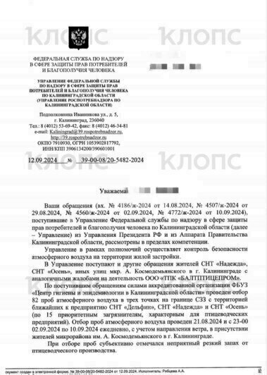 В воздухе на окраине Калининграда фенола в 1,4 раза больше нормы из-за «Балтптицепрома» — Роспотребнадзор - Новости Калининграда