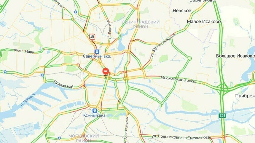 Ситуация — 6 баллов: карта пробок в Калининграде на утро четверга - Новости Калининграда | Скриншот сервиса «Яндекс. Карты»