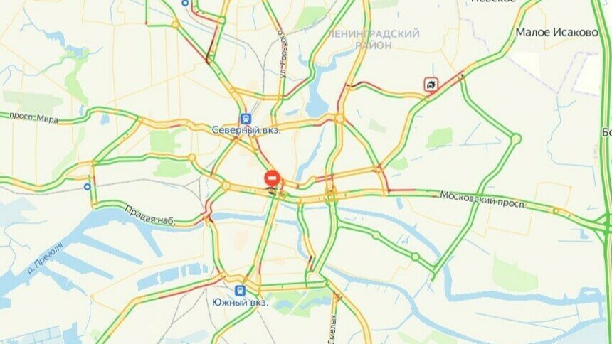 Калининград утром в пятницу встал в пробках - Новости Калининграда | Скриншот сервиса «Яндекс. Карты»