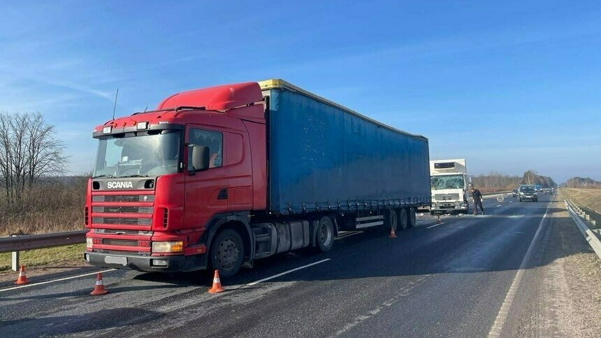 В Черняховском районе водитель фуры пытался объехать помеху, но в итоге всё равно попал в аварию с другим грузовиком - Новости Калининграда | Фото: пресс-служба регионального УМВД