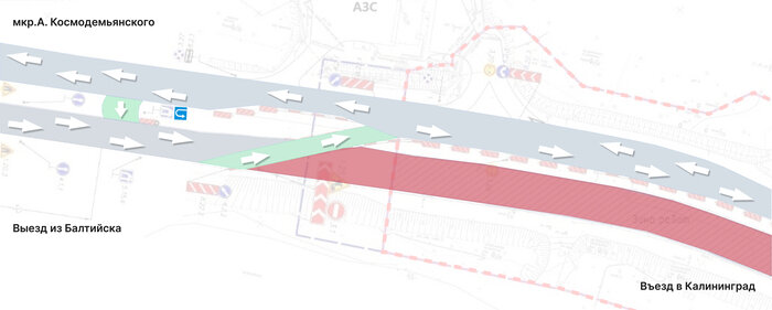 На Балтшоссе у развязки с окружной меняют схему движения (карта) - Новости Калининграда | Иллюстрация: Александр Скачко / «Клопс»