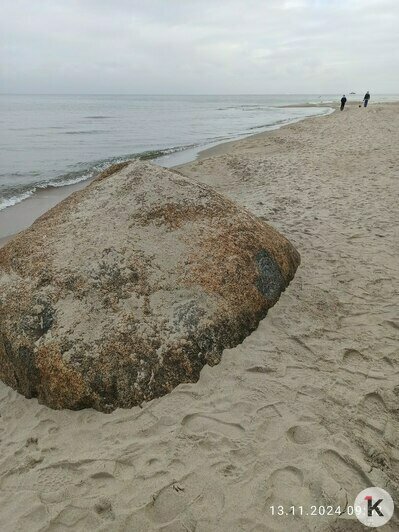 На побережье в Светлогорске морской песок обнажил валун со странными символами (фото)  - Новости Калининграда