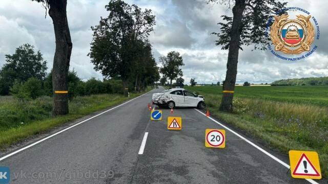В Калининградской области в посёлке Чехово водитель не справился с управлением и улетел в кювет