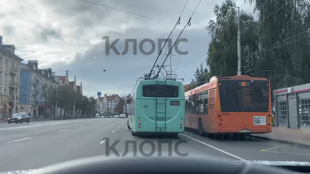 В Калининграде на Ленинском проспекте остановились троллейбусы и трамваи (видео)